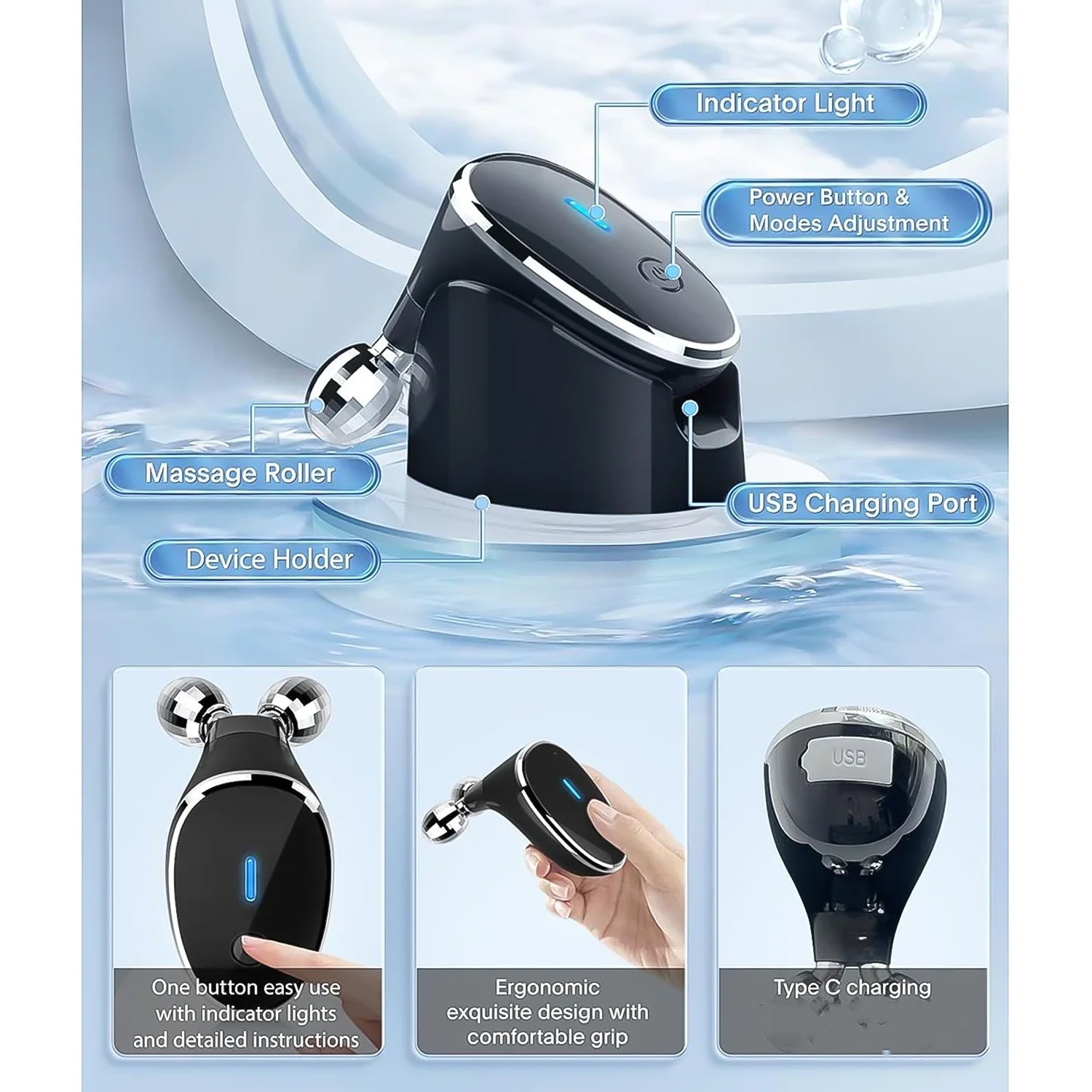 Microcurrent- Facial- Device Micro Current Face Massager Roller (1 Pc) Microcurrent- Facial- Device Micro Current Face Massager Roller (1 Pc)